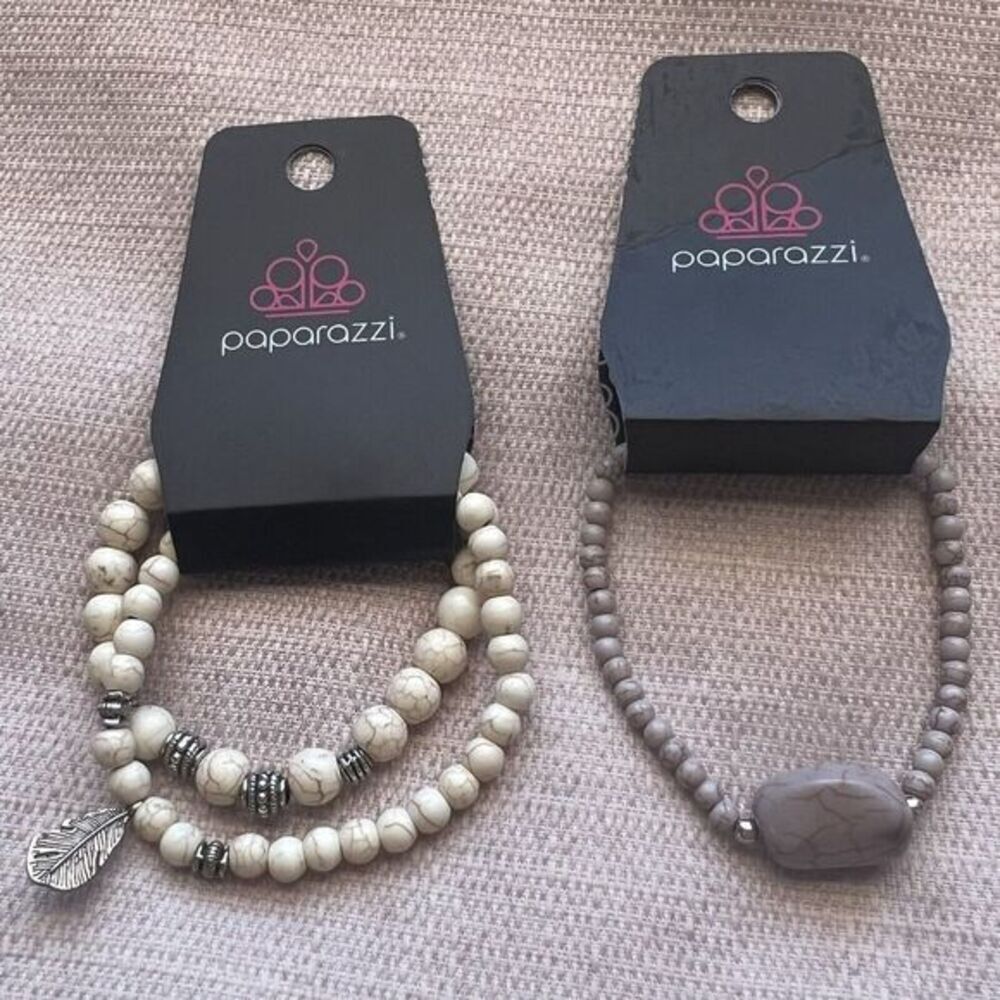 Lot of 2‎ PAPARAZZI Beaded Stretch Bracelets Multicolor